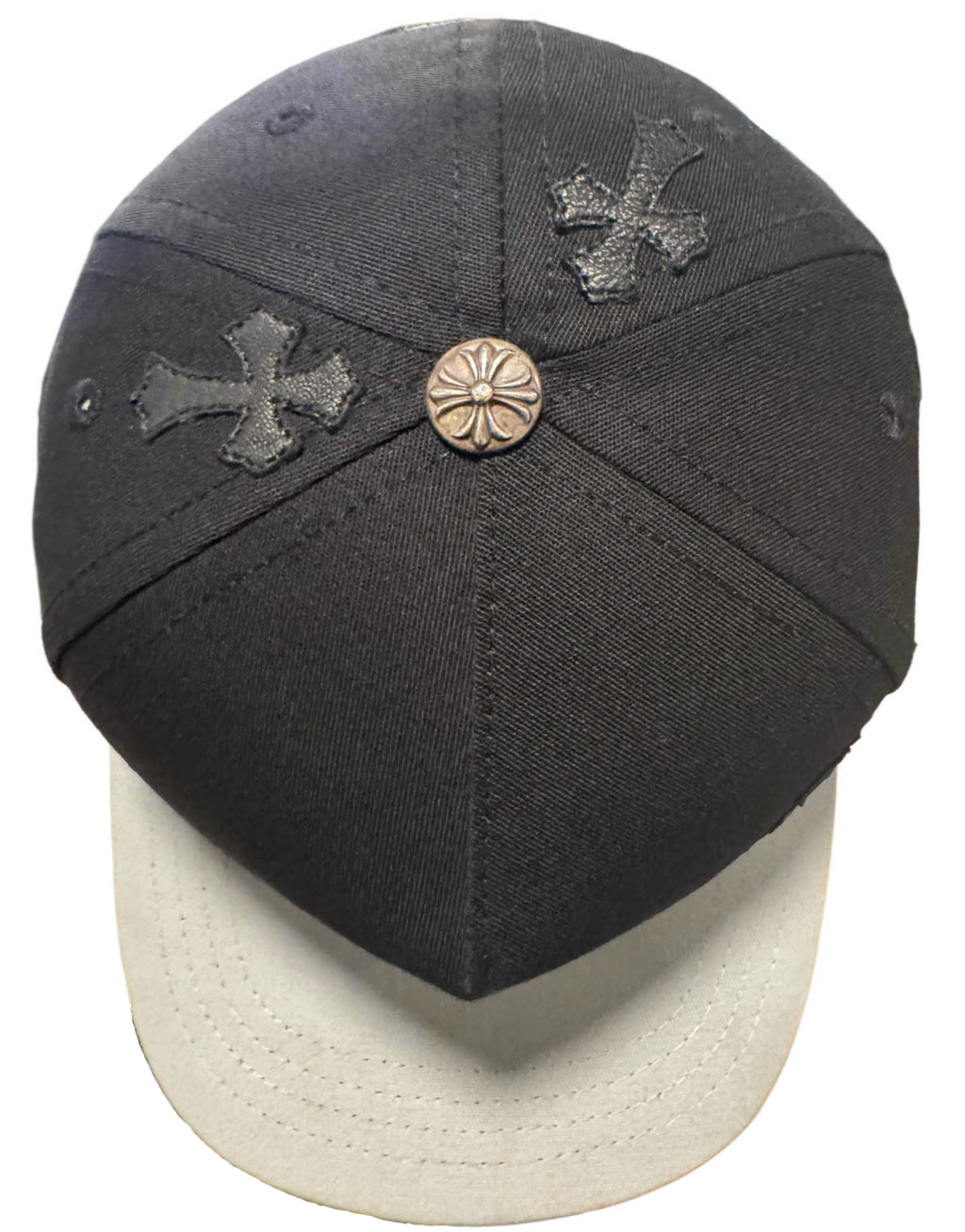 Chrome Hearts Black Baseball hat with Black Leather Cross patches