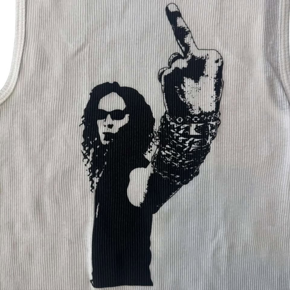 Chrome Hearts White Richard Stark flipping-off Tank-top