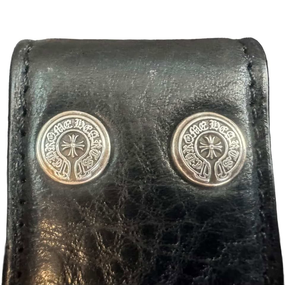Chrome Hearts Black Leather Belt Strap