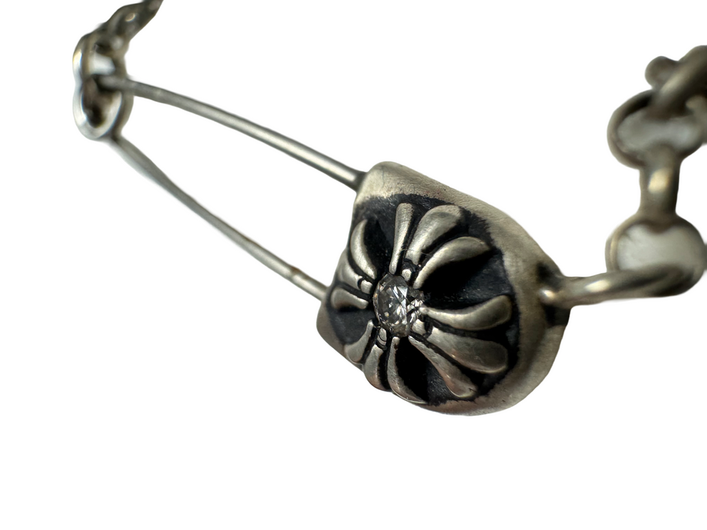 Chrome Hearts Diamond Safety Pin Necklace 22 IN