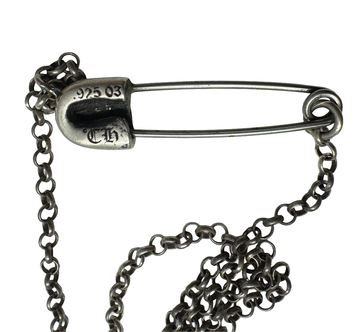 Chrome Hearts Diamond Safety Pin Necklace 22 IN