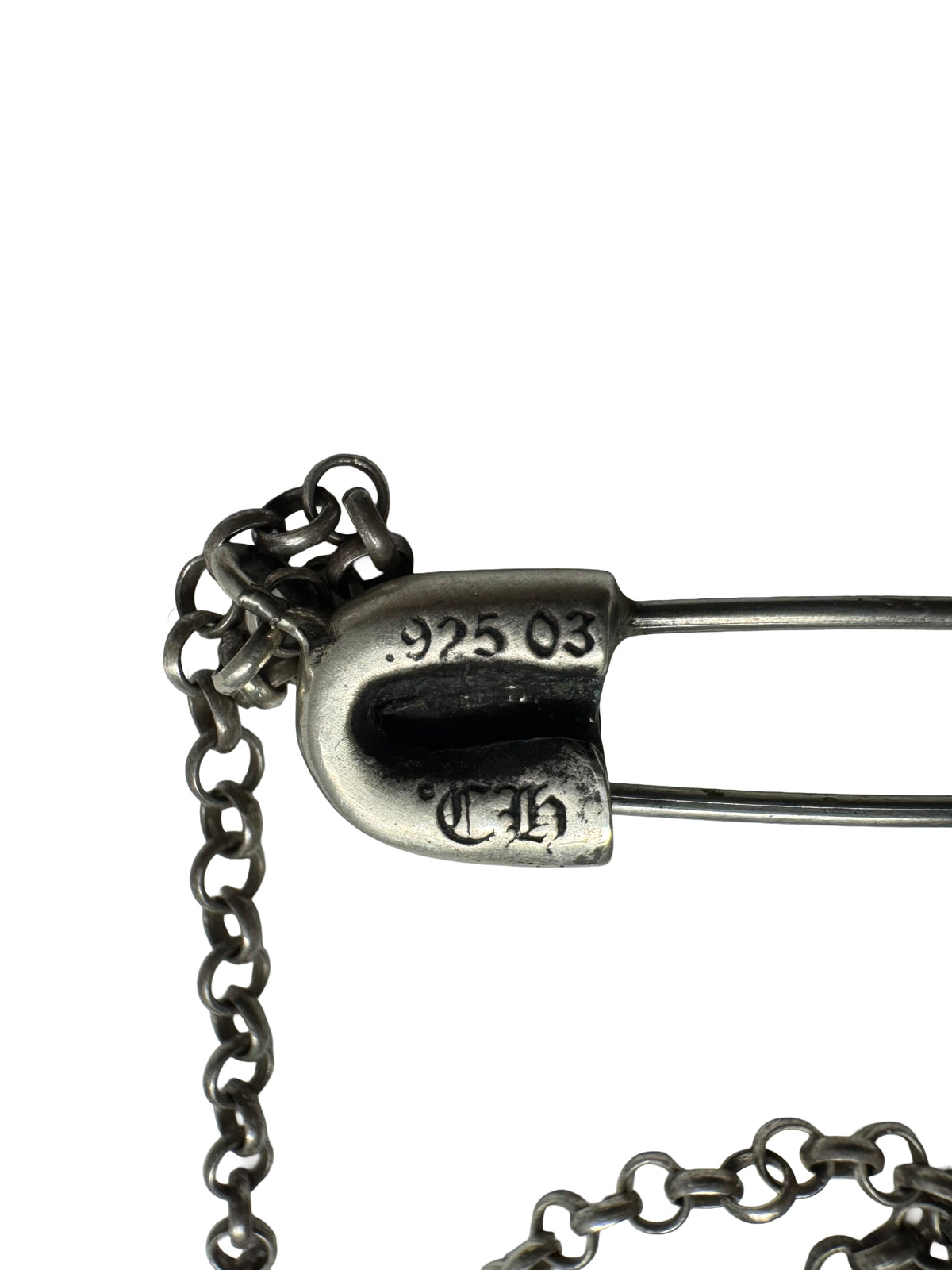 Chrome Hearts Diamond Safety Pin Necklace 22 IN
