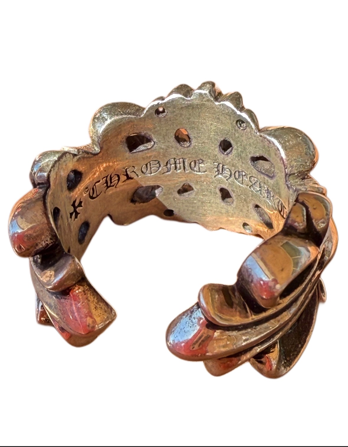 Chrome Hearts Silver Double Floral Ring