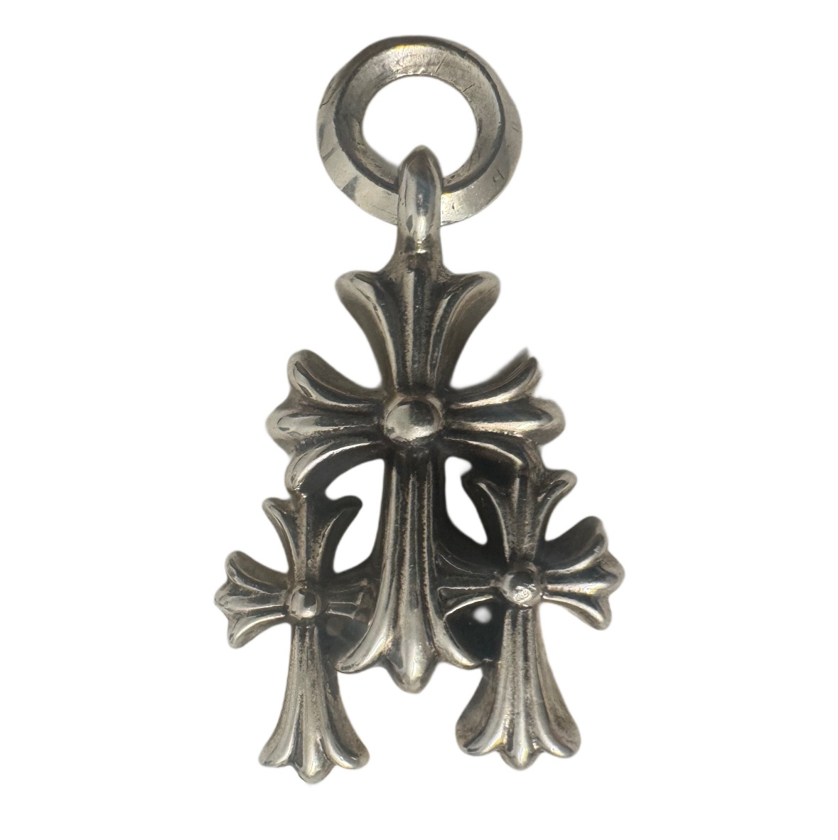 Chrome Hearts Mini Triple Cross Cemetery Silver Pendant