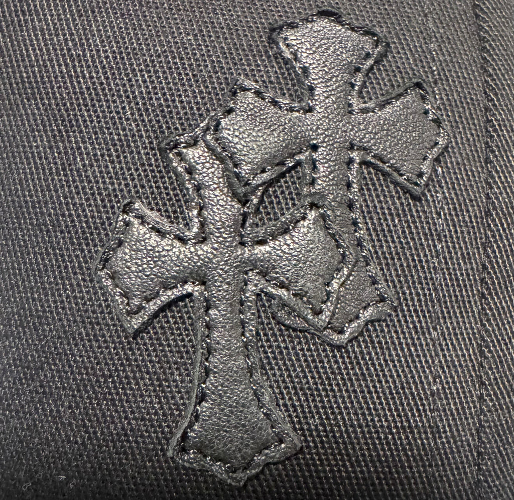 Chrome Hearts Black Baseball hat with Black Leather Cross patches