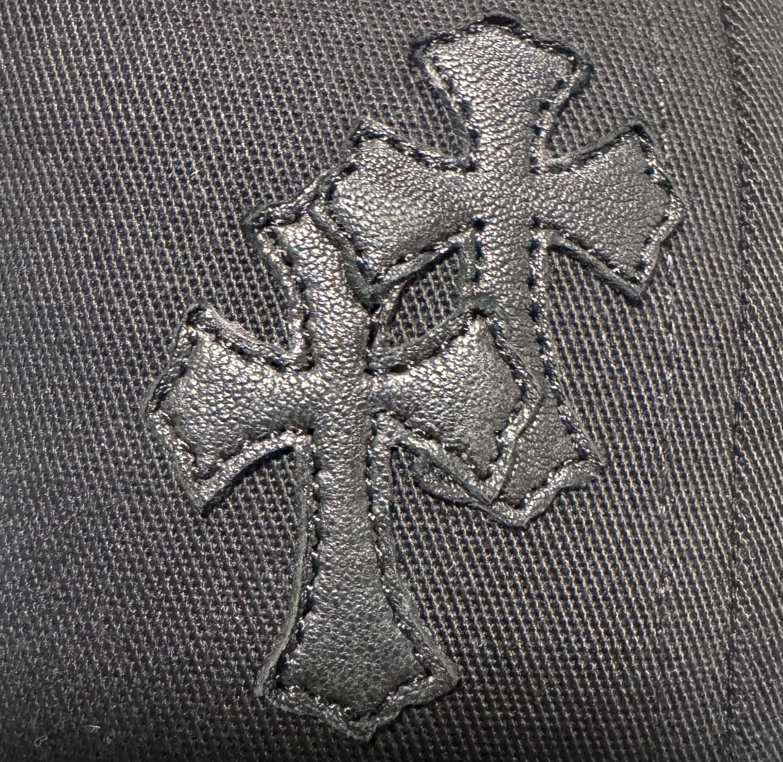 Chrome Hearts Black Baseball hat with Black Leather Cross patches