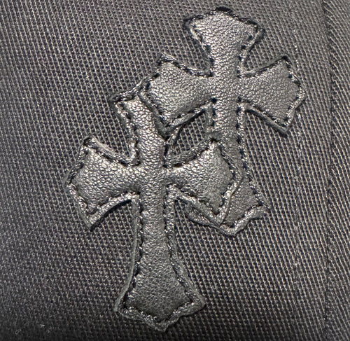 Chrome Hearts Black Baseball hat with Black Leather Cross patches