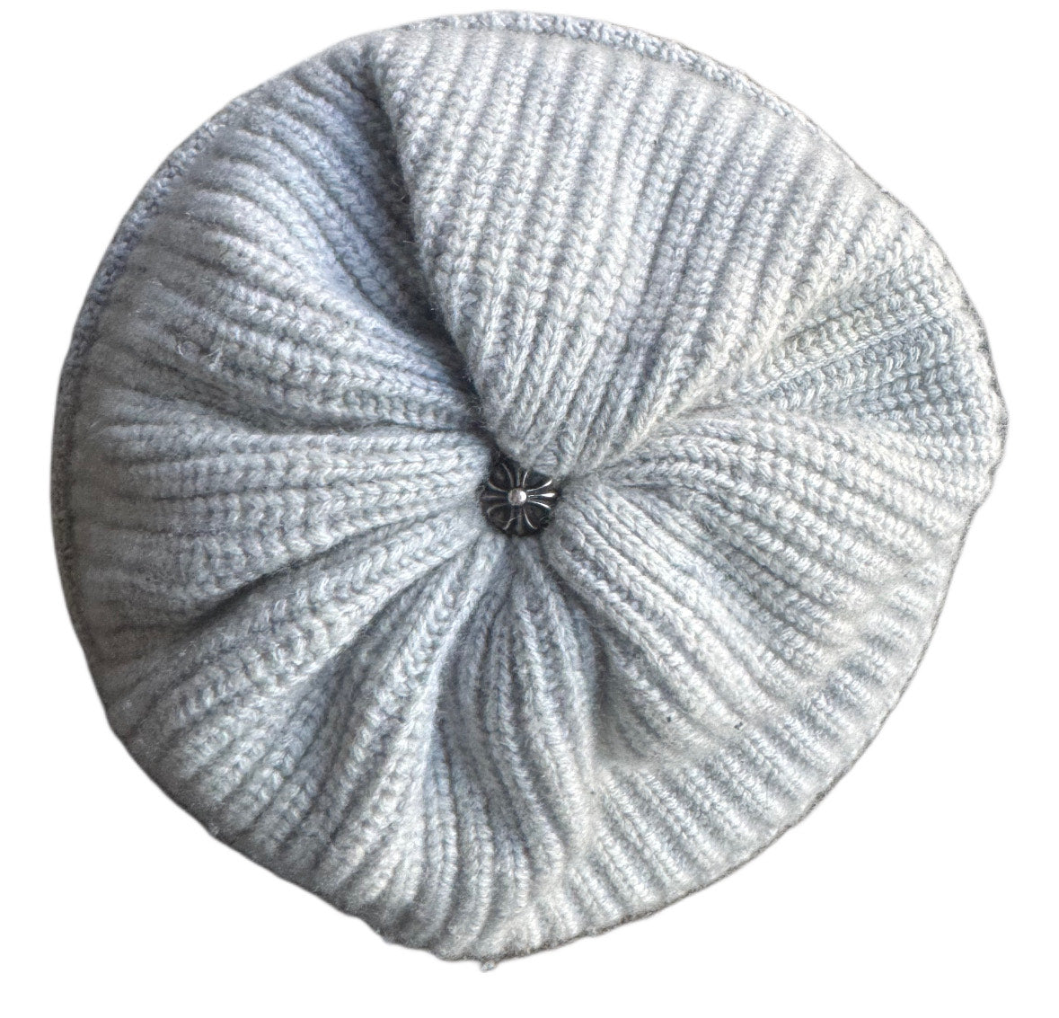 Chrome Hearts Grey Cashmere Beanie with Triple White Leather Star Patches