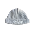 Chrome Hearts Grey Cashmere Beanie with Triple White Leather Star Patches