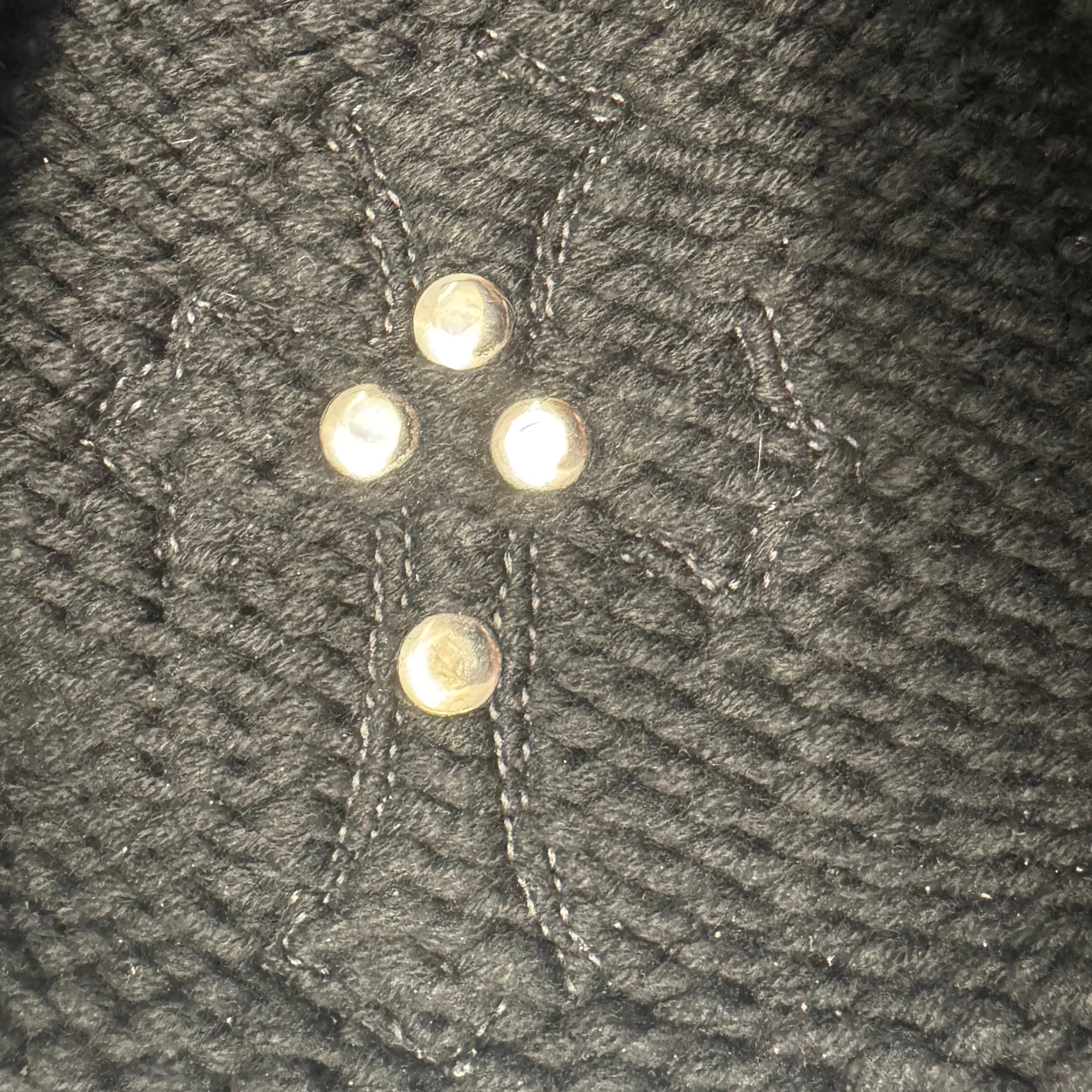 Vintage Chrome Hearts Black Cashmere Beanie With Black Leather Cross Patch and Silver Cross