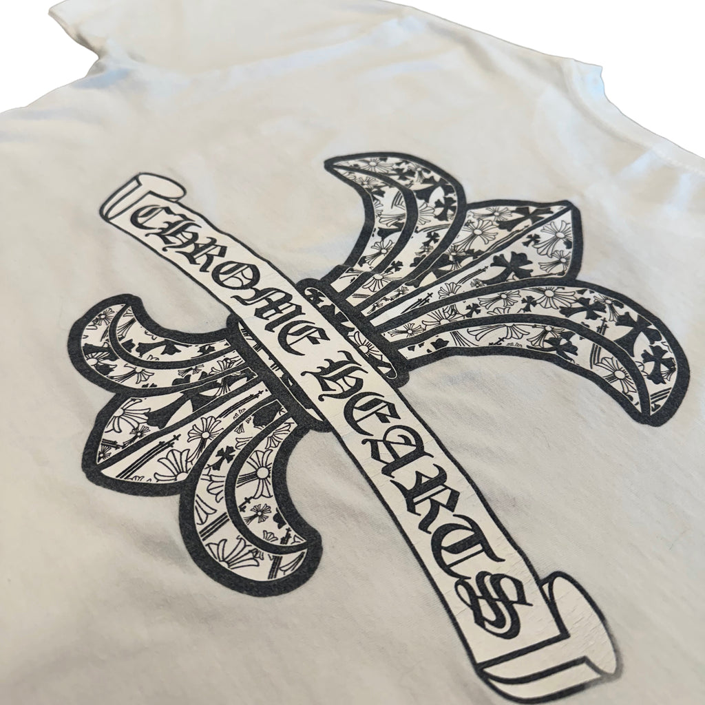 Vintage Chrome Hearts White Tee With Black and grey Fleur print