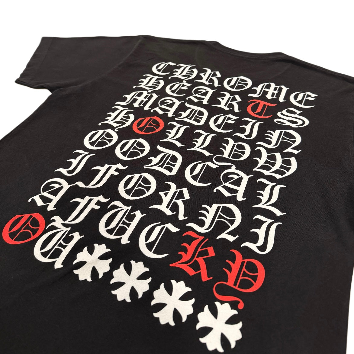 Vintage Chrome Hearts Black Tee With White and Red Eyechart- TOKYO EXCLUSIVE print