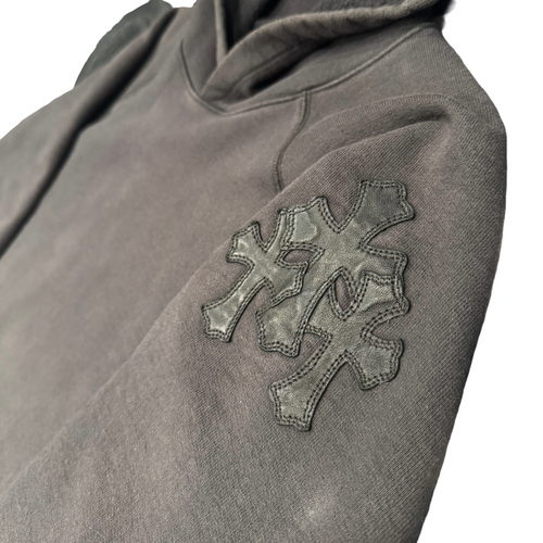 Chrome Hearts Black Paper-jam Hoodie W/ Black Cross Patches