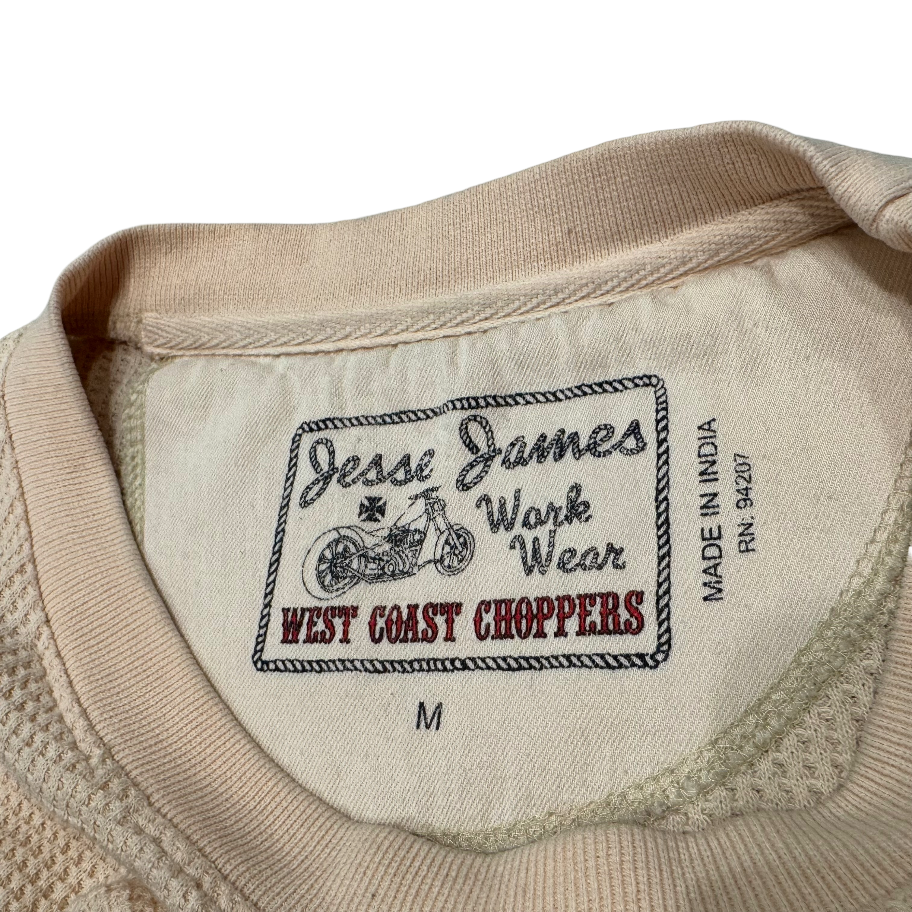 Vintage Westcoast choppers Faded Cream / Off-White thermal with Burgundy Print
