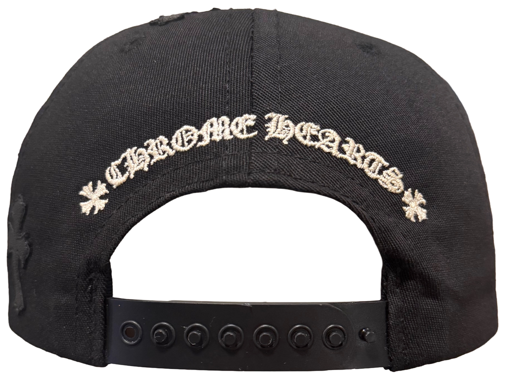 Chrome Hearts Black Baseball hat with Black Leather Cross patches