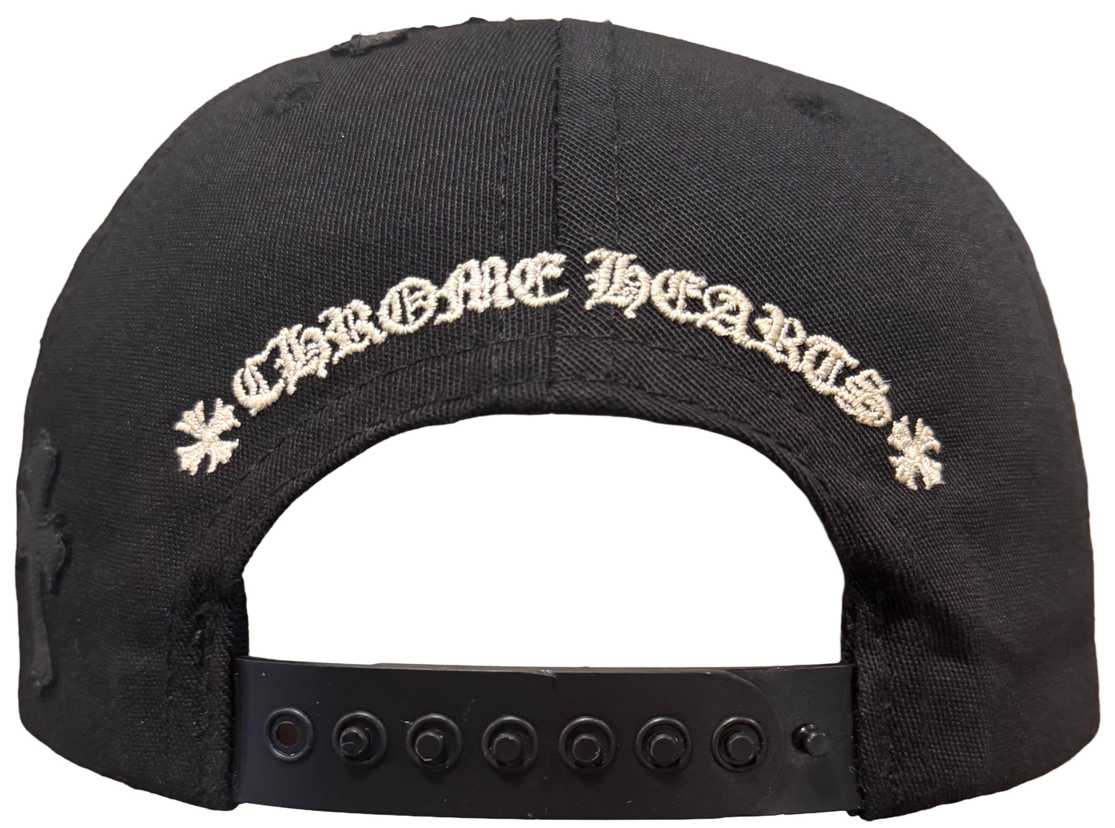 Chrome Hearts Black Baseball hat with Black Leather Cross patches
