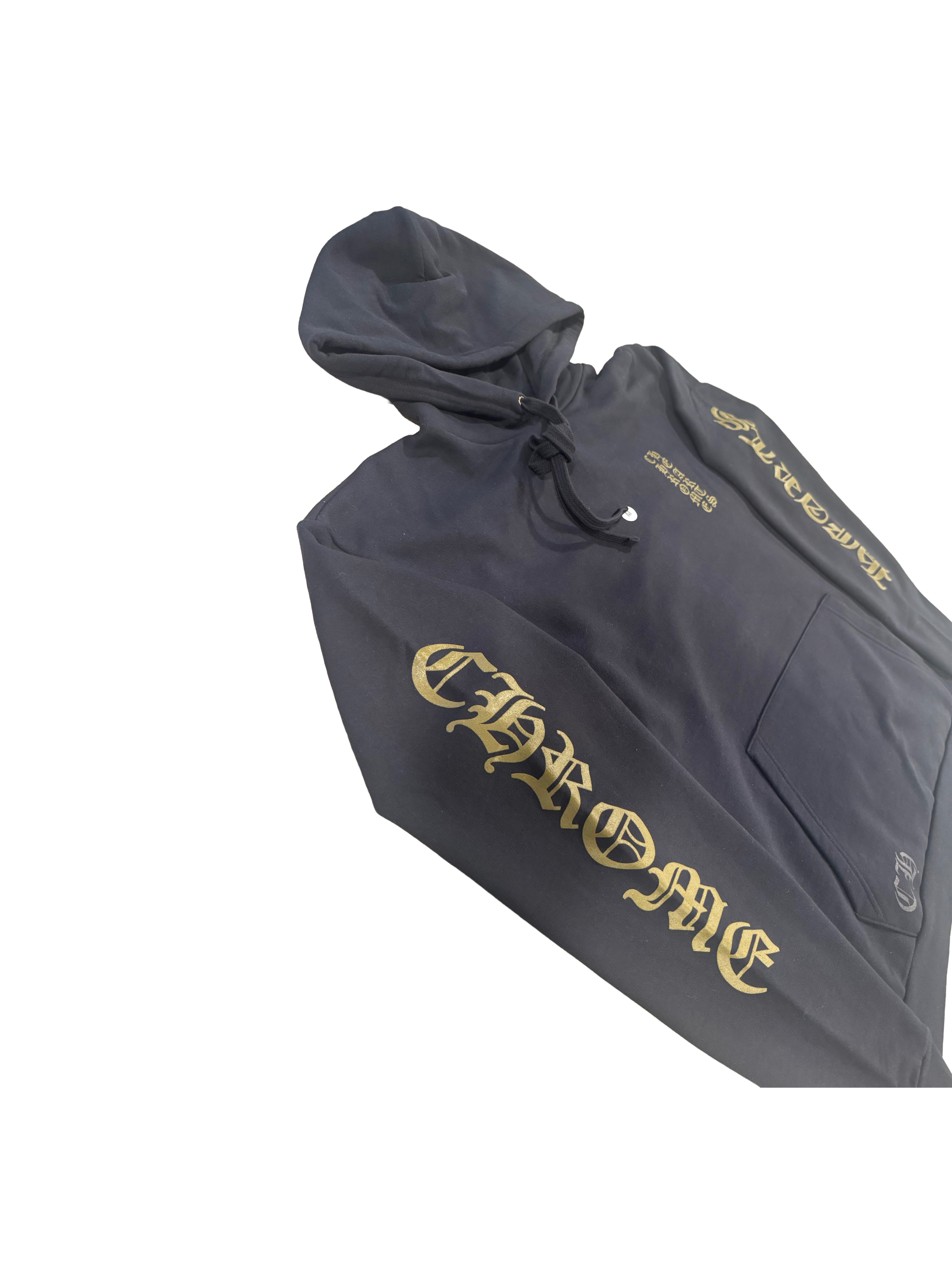 Chrome Heart Black with brown Vertical Logo Hoodie