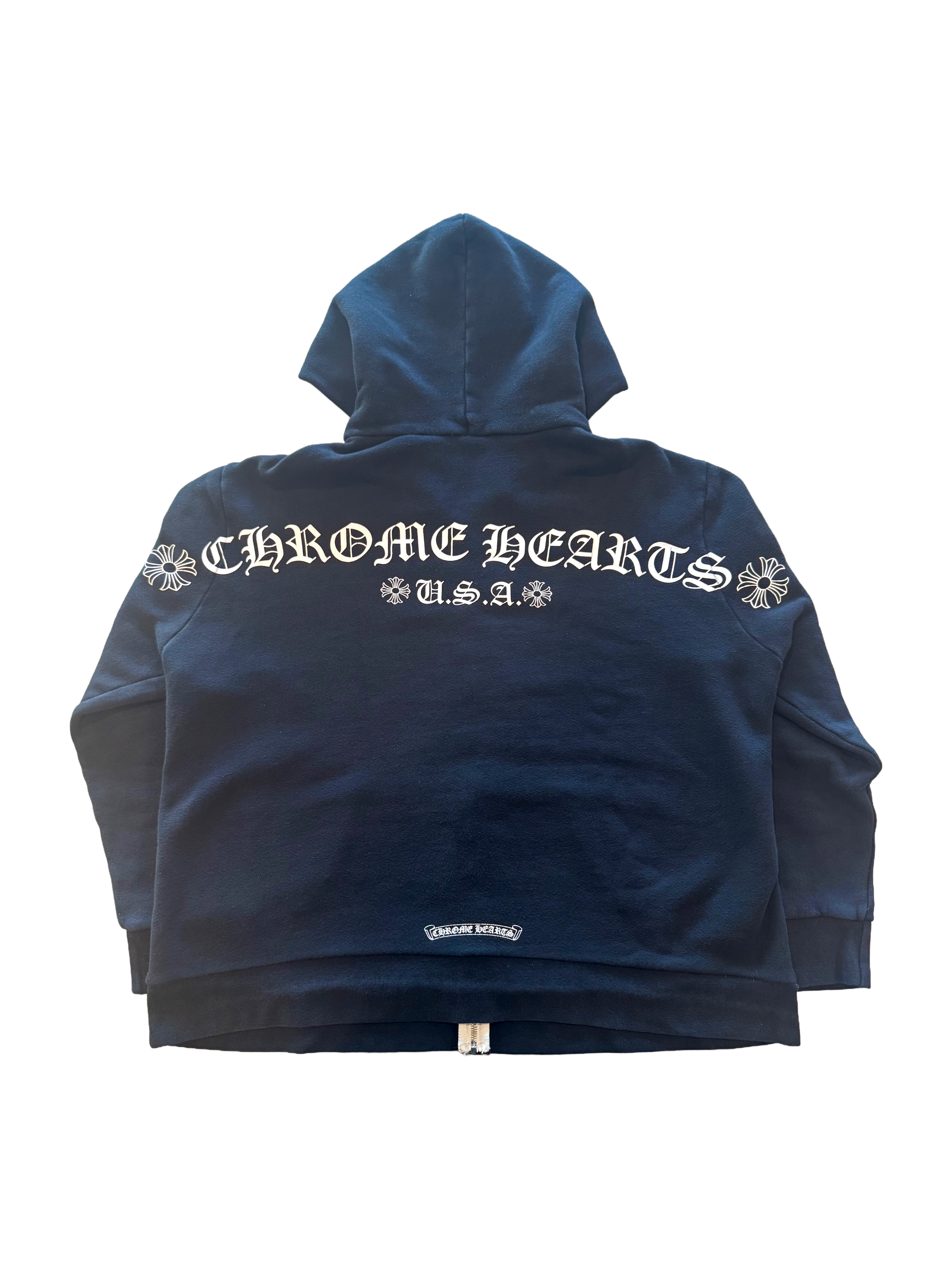 VINTAGE Chrome Hearts Black floral zip-up Hoodie