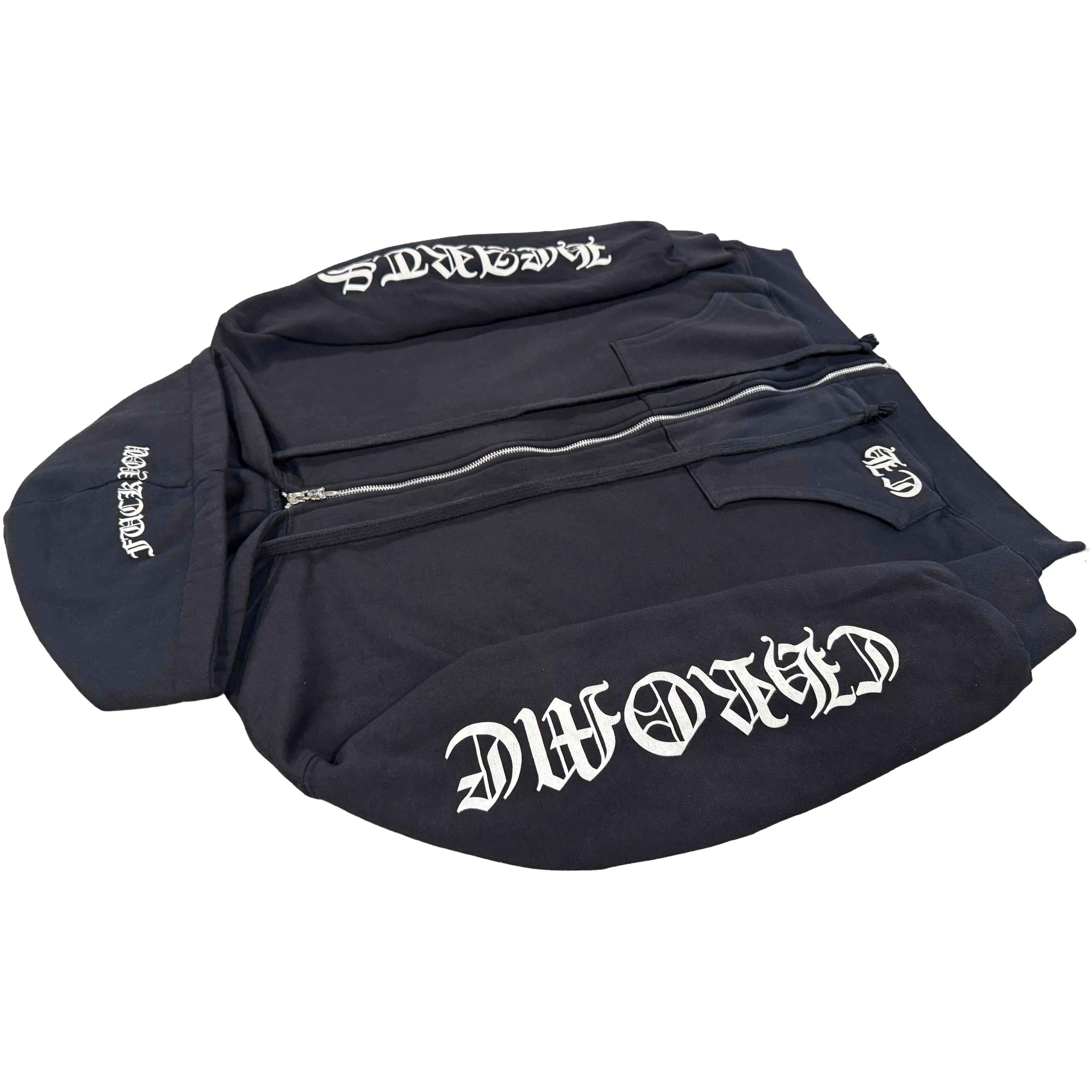 Chrome Hearts Black Thermal-Lined Zip up with white Horse-shoe print