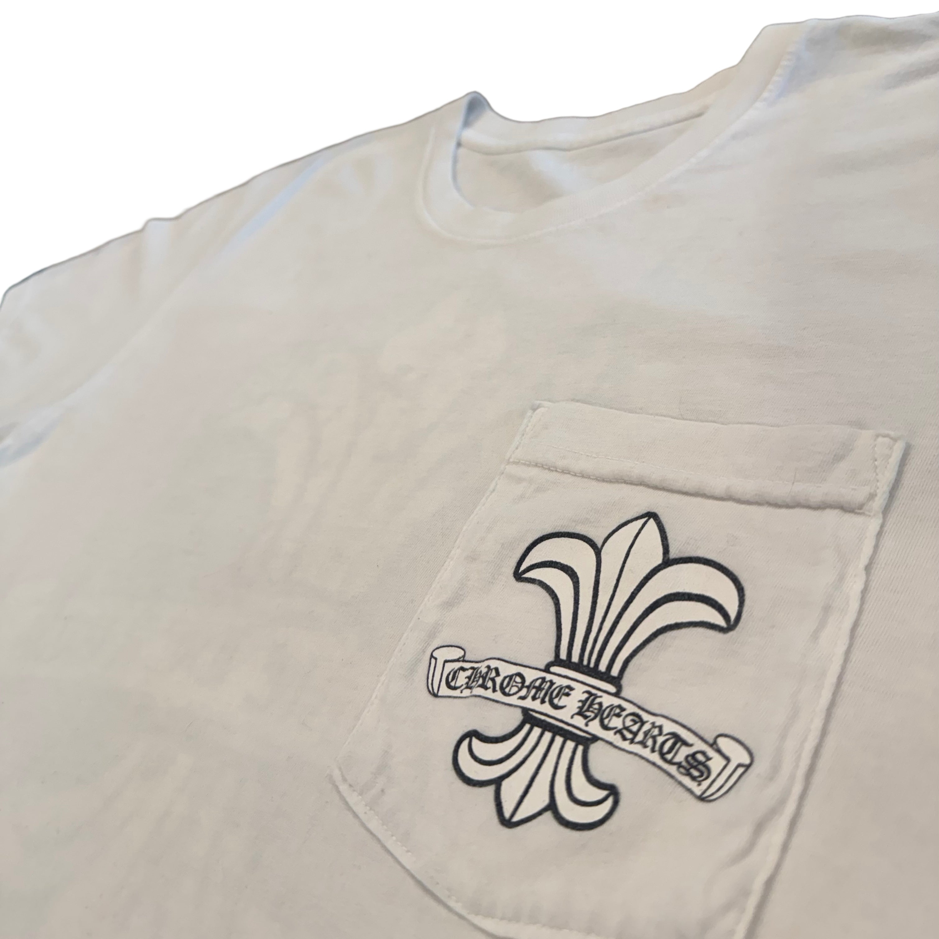 Vintage Chrome Hearts White Tee With Black and grey Fleur print