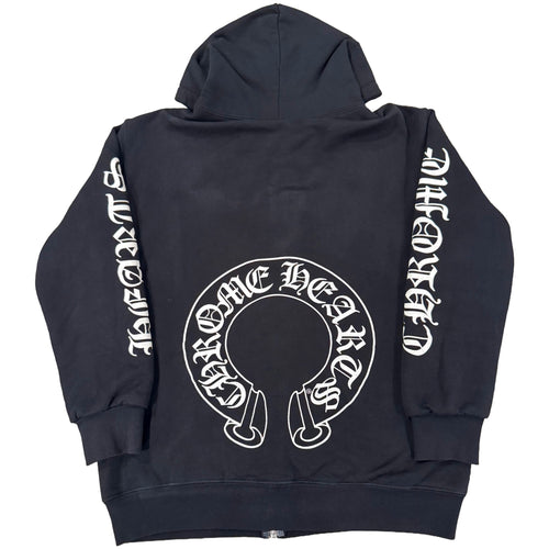 Chrome Hearts Black Thermal-Lined Zip up with white Horse-shoe print
