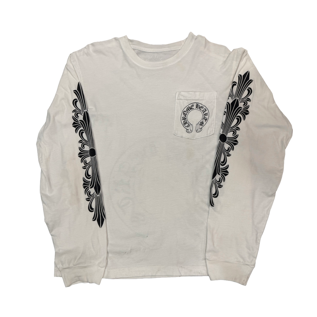 Chrome Hearts White Horse-shoe / Floral Long-sleeve tee