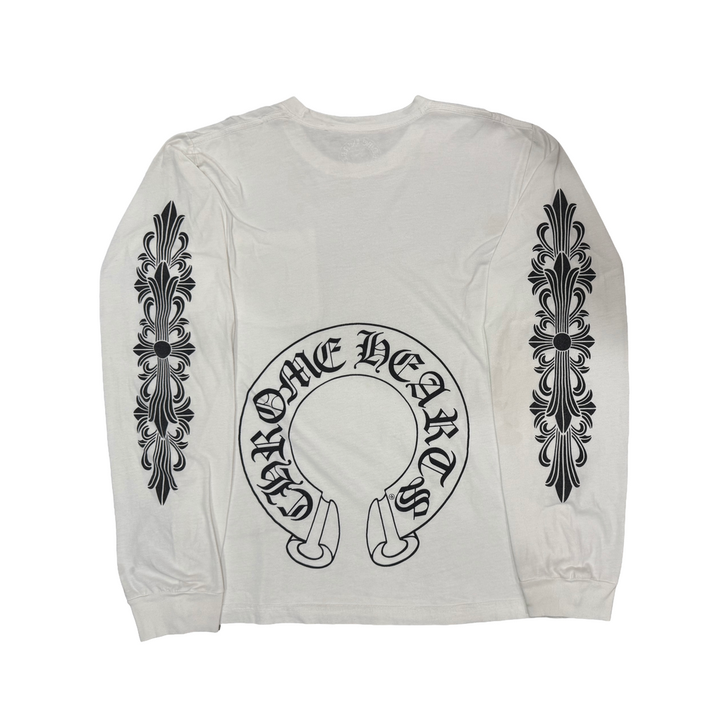 Chrome Hearts White Horse-shoe / Floral Long-sleeve tee