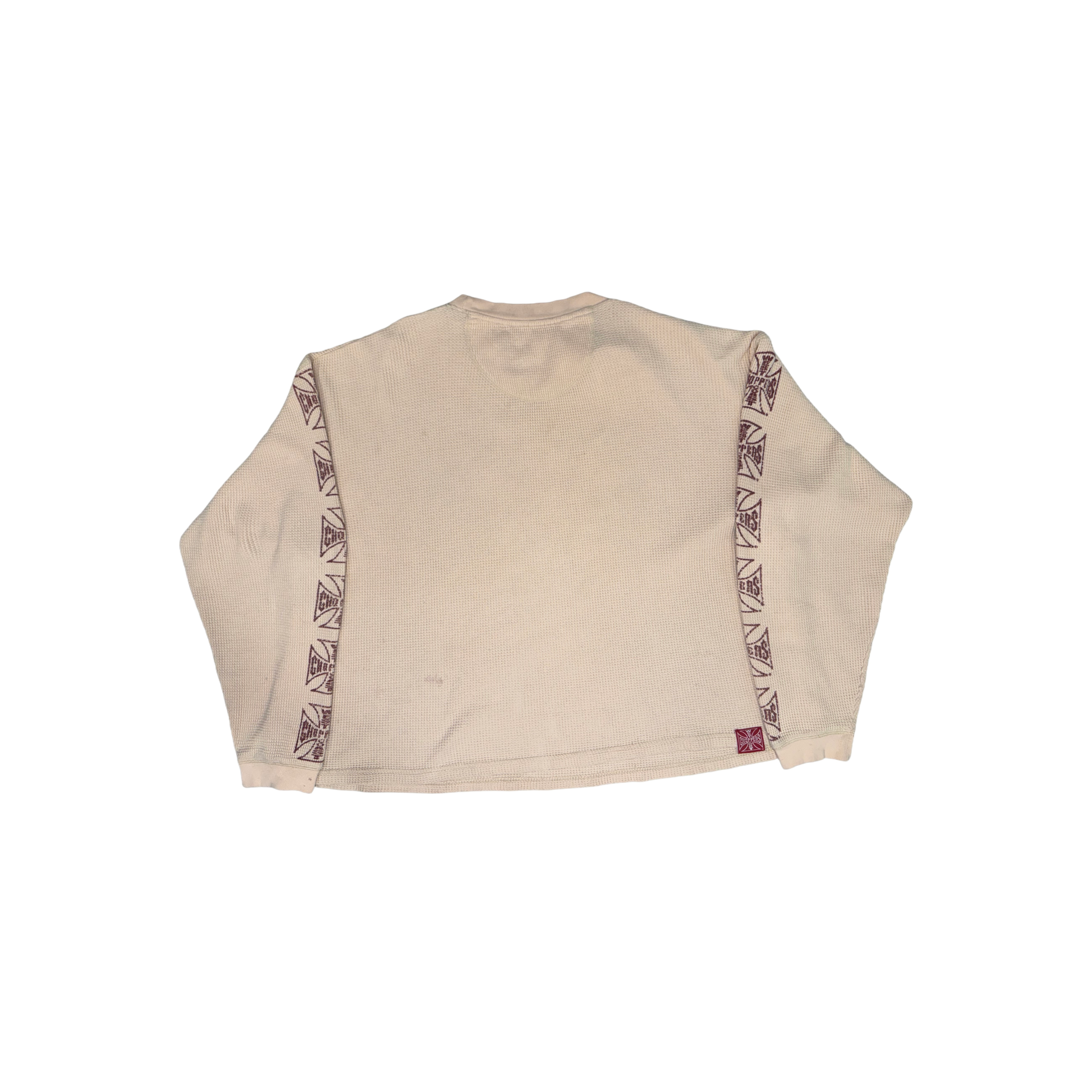 Vintage Westcoast choppers Faded Cream / Off-White thermal with Burgundy Print