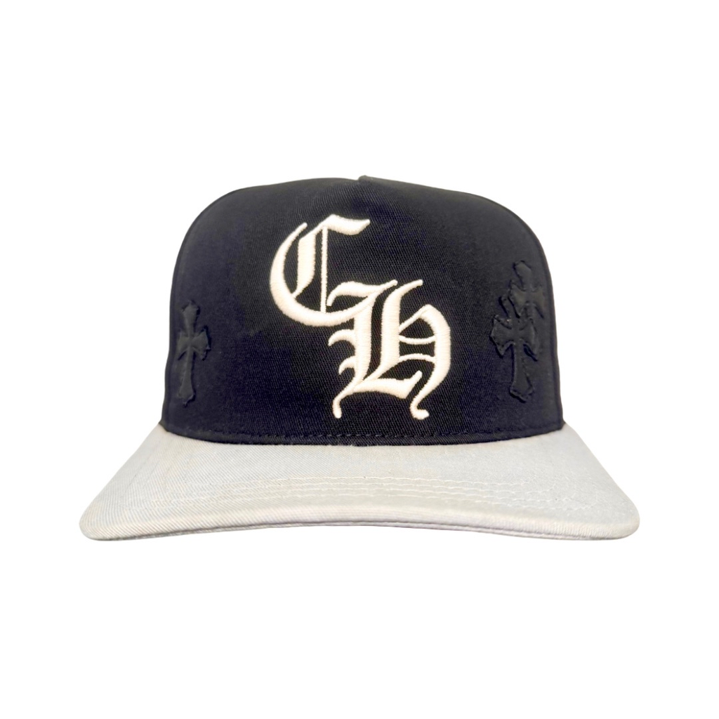 Chrome Hearts Black Baseball hat with Black Leather Cross patches
