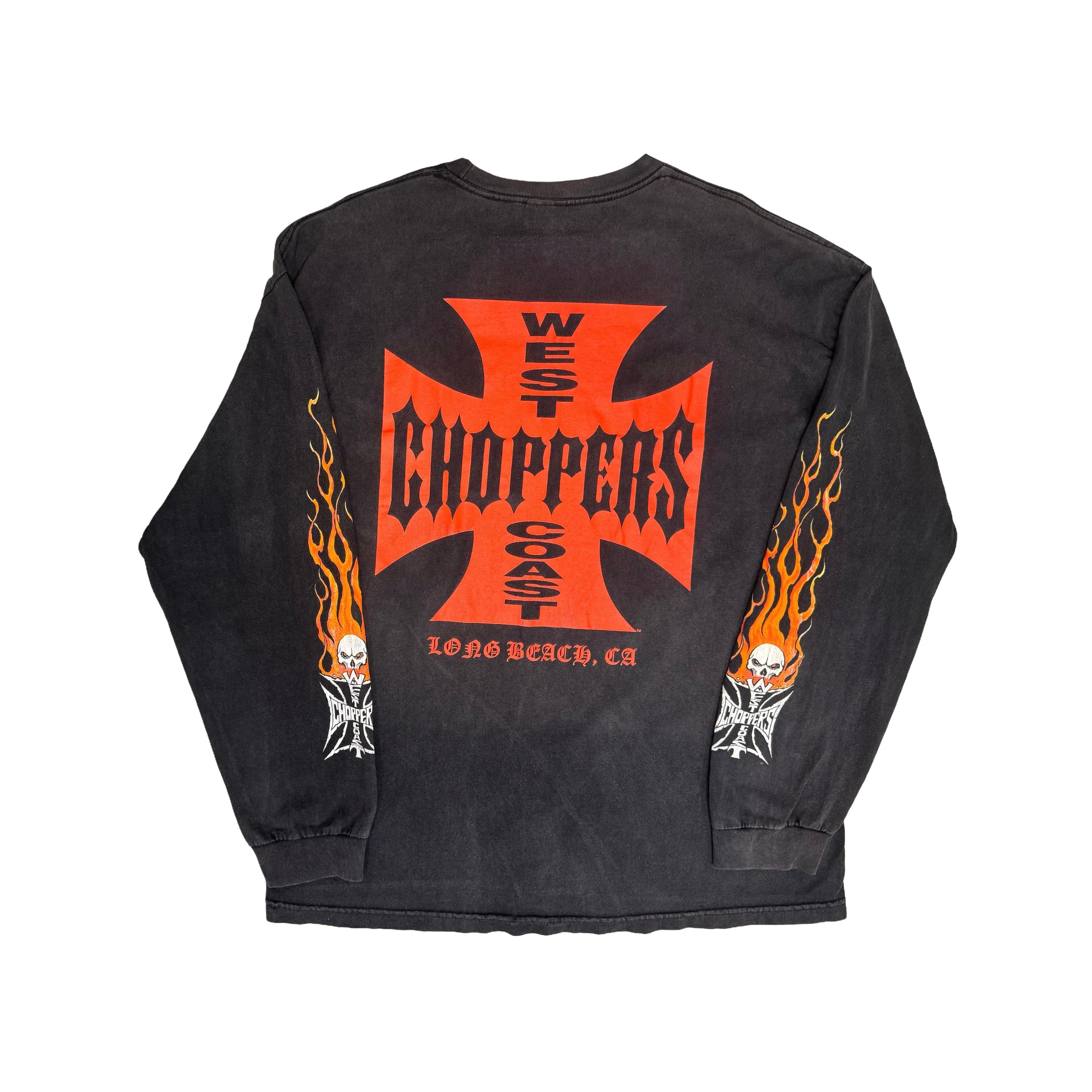 Vintage West Coast Choppers flaming skull long sleeve tee