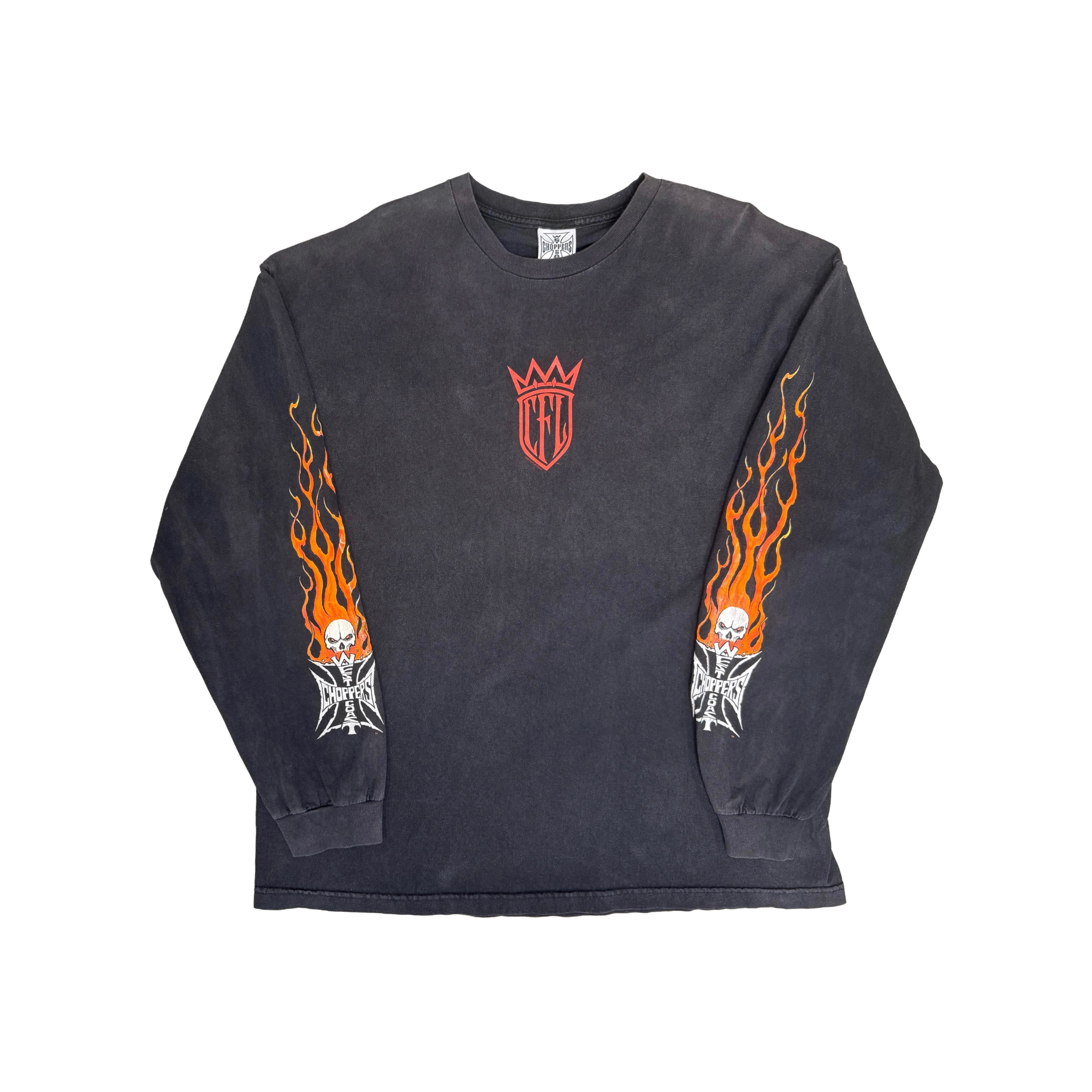 Vintage West Coast Choppers flaming skull long sleeve tee