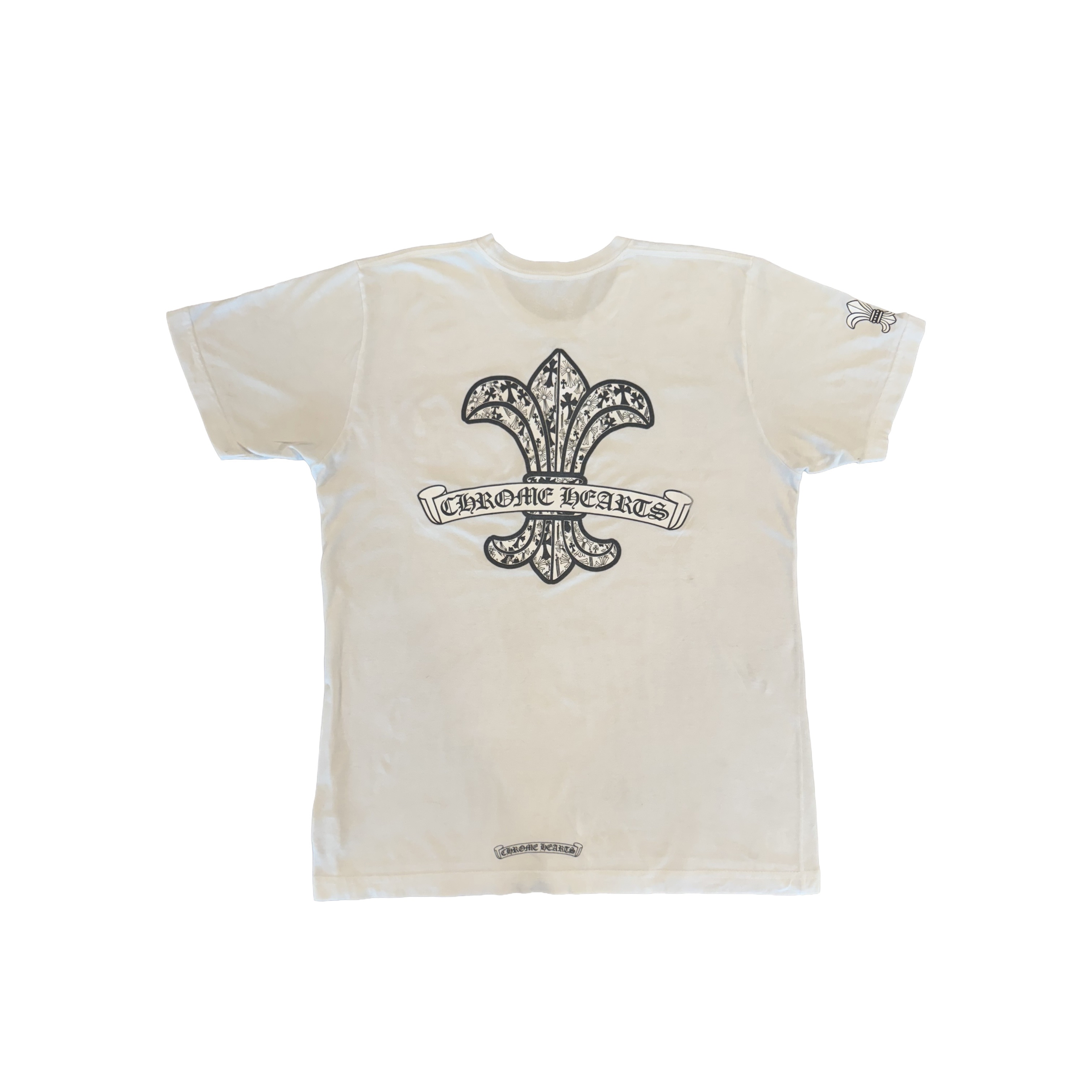 Vintage Chrome Hearts White Tee With Black and grey Fleur print