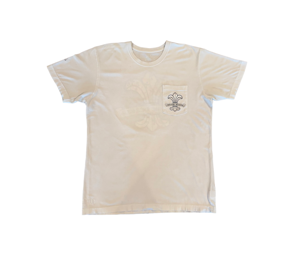 Vintage Chrome Hearts White Tee With Black and grey Fleur print