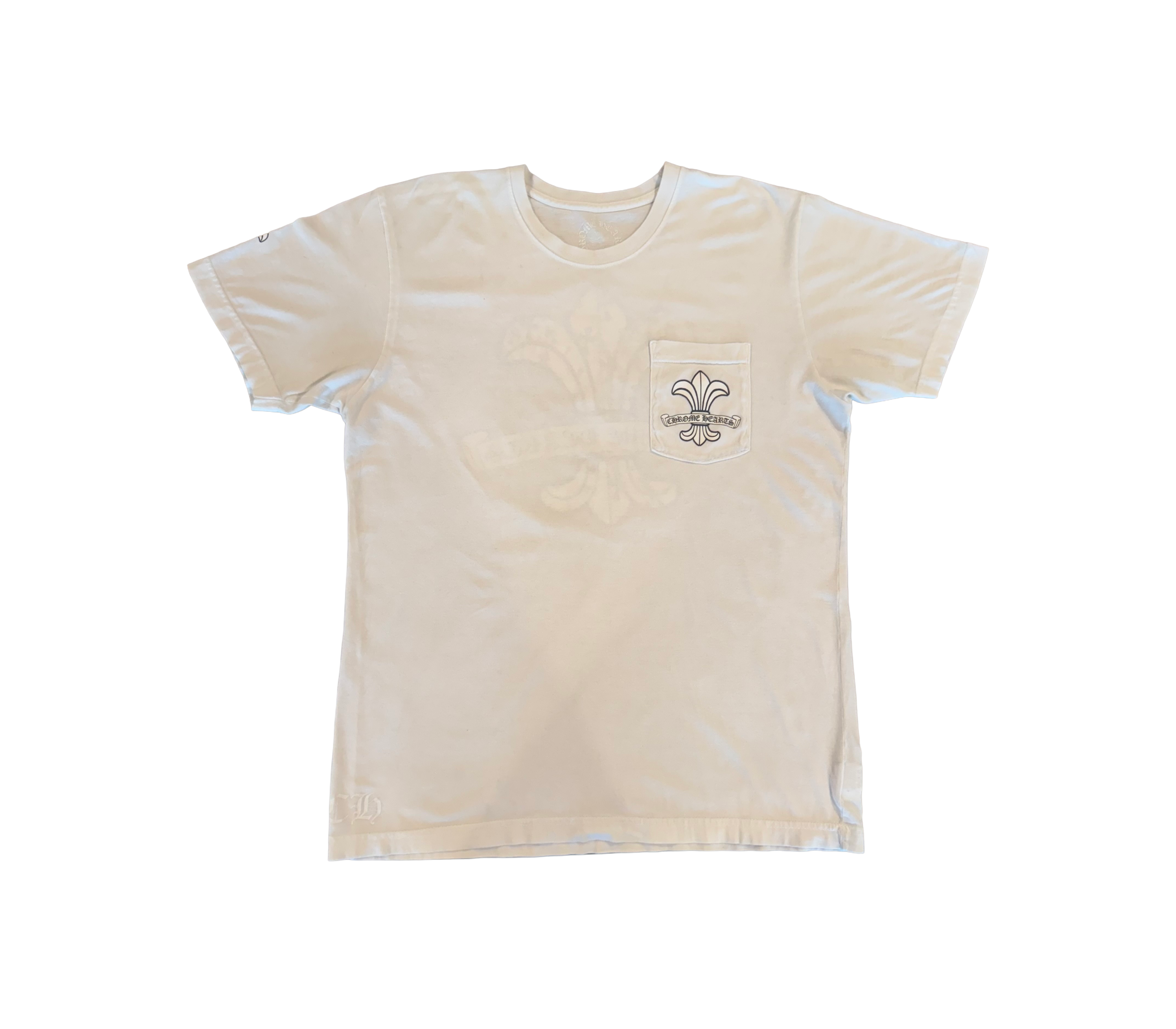 Vintage Chrome Hearts White Tee With Black and grey Fleur print